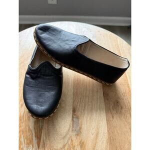 KISA Made By Hand Women's black leather slip on shoe, size 27, NEW